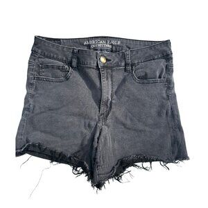 29. American Eagle Black Distressed Denim Shorts — Frayed Hem